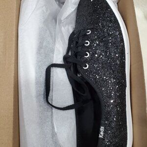 Keds Women’s Champion BLACK Glitter Shoes NIB Size 8.5M
